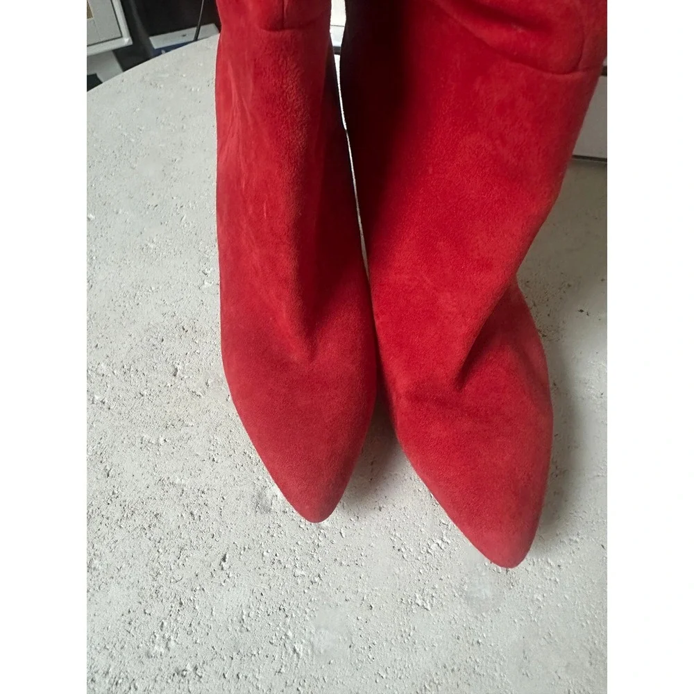 Steve Madden Carrie Slouchy Knee High Heel Boots Leather Ruched Stiletto 7.5M